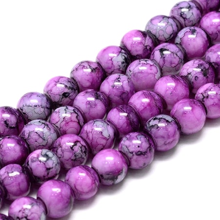 Sträng med glaspärlor, swirl, violet pop, 8mm (100st)
