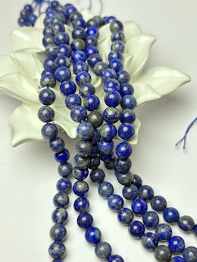 Sträng, Kristallpärla, Naturlig Lapis Lazuli, 8mm (45st)