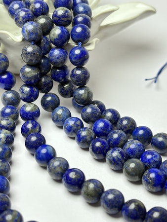 Sträng, Kristallpärla, Naturlig Lapis Lazuli, 8mm (45st)