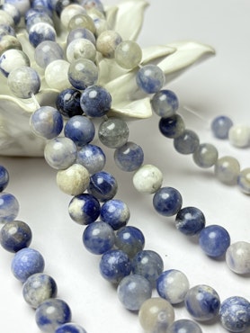 Sträng, pärlor av naturlig Sodalite, äkta kristall, 8mm (45st)