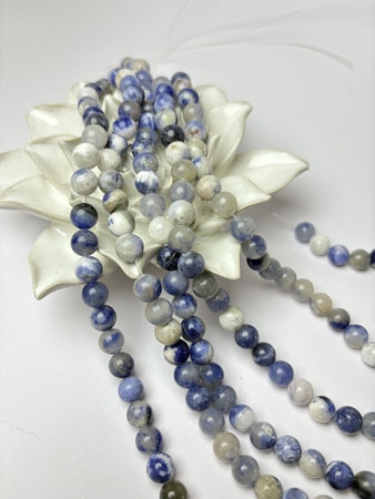 Sträng, pärlor av naturlig Sodalite, äkta kristall, 8mm (45st)