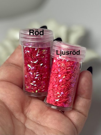 Burk med rött nailart, strössel, ruter, 4mm (20ml)