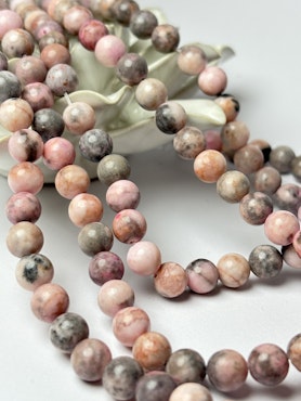 Sträng, Pink Zebra Jasper, 8,5-9mm, äkta kristall (46st)