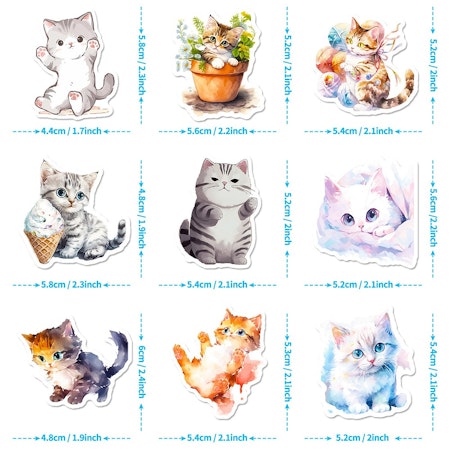 Klistermärke i tåligt pvc, katt, 10st