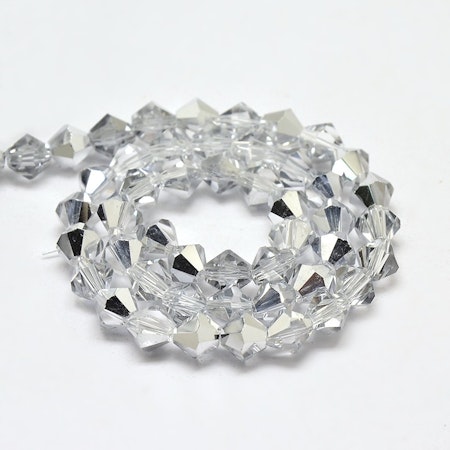 Sträng Biconeslipade kristallimitation, platinum, 3,5mm (ca110st)