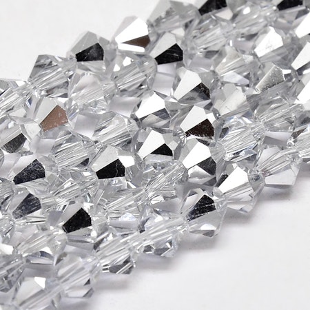 Sträng Biconeslipade kristallimitation, platinum, 3,5mm (ca110st)