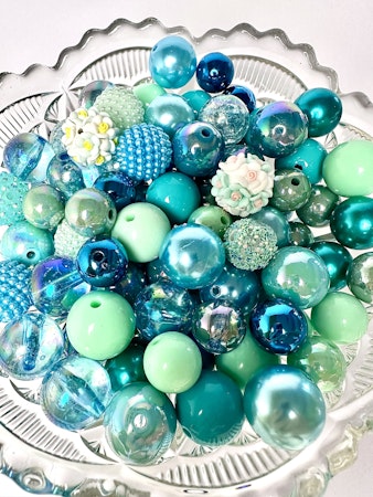 Stora pärlor till penna, turquoise love, 15-20mm (10st)