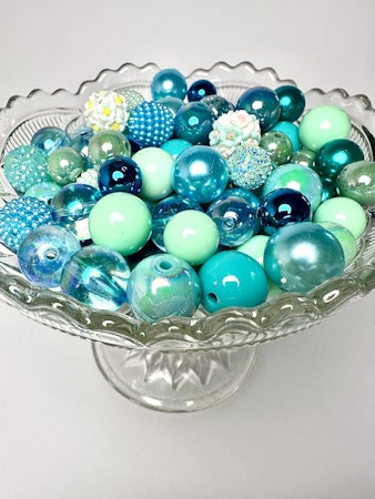 Stora pärlor till penna, turquoise love, 15-20mm (10st)