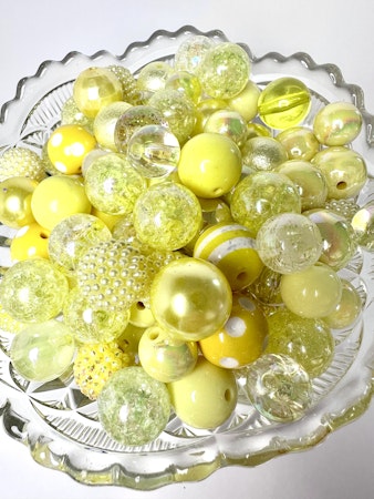 Stora pärlor till penna, smashed lemons, 15-20mm (10st)