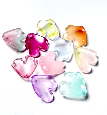 Löv av glas, berlocker, mix, 22mm (10st)