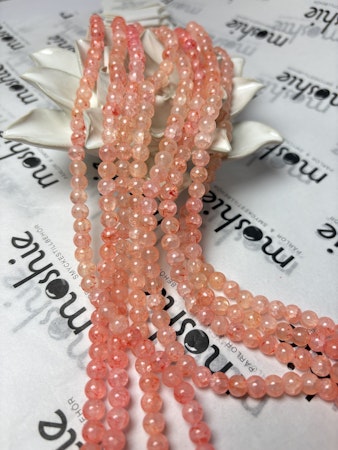 Sträng med glaspärlor, Earth coral, 6mm (137st)