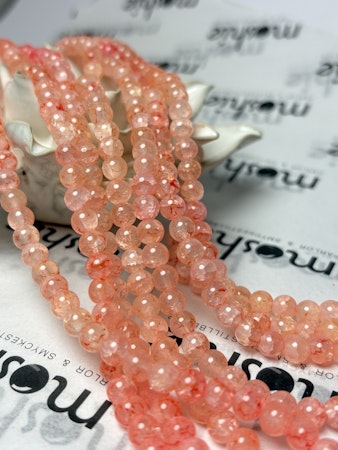 Sträng med glaspärlor, Earth coral, 6mm (137st)