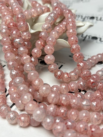 Sträng med glaspärlor, fusion flamingo, 8mm (110st)