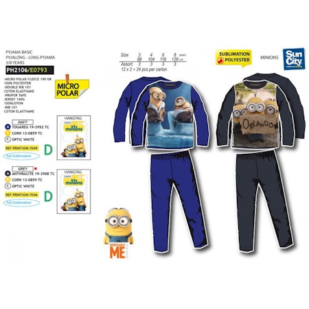 Minions - long fleece Pyjamas set -Mikro polar Fleece