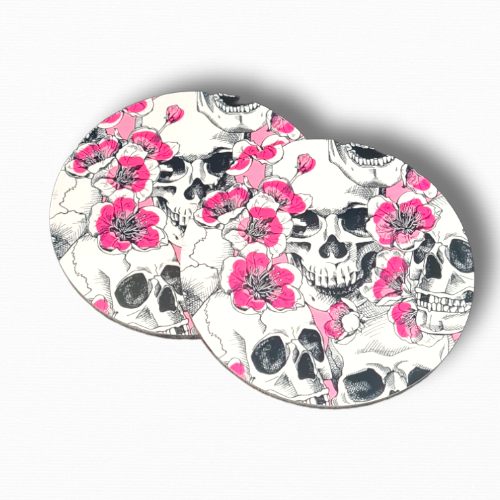 Glasunderlägg dödskallar rosa - www.bellebi.se