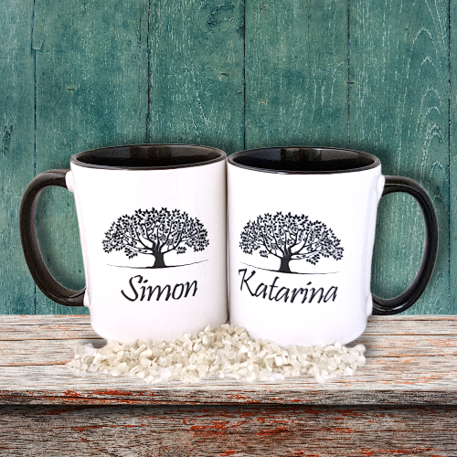Personlig mugg med namn livets träd present - www.bellebi.se