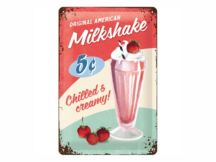 Plåtskylt Milkshake 20x30 retro - www.bellebi.se