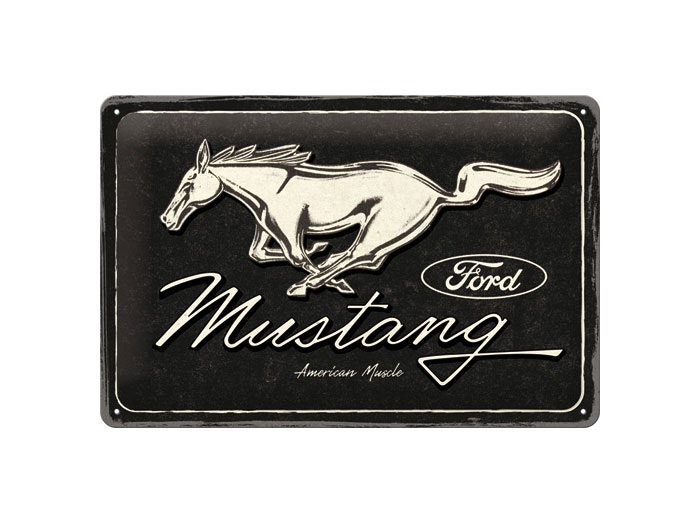 Plåtskylt Ford Mustang logo 20x30 retro nostalgi - www.bellebi.se