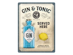 Plåtskylt Gin & Tonic 30x40 cm