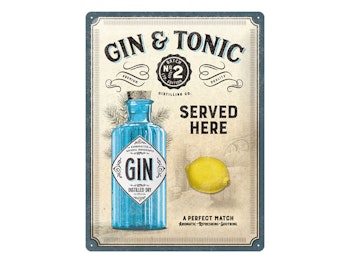 Plåtskylt Gin & Tonic 30x40 cm