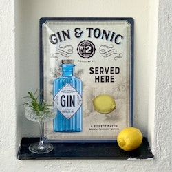 Plåtskylt Gin & Tonic 30x40 cm