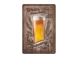 Plåtskylt Beer and Water 20x30 cm