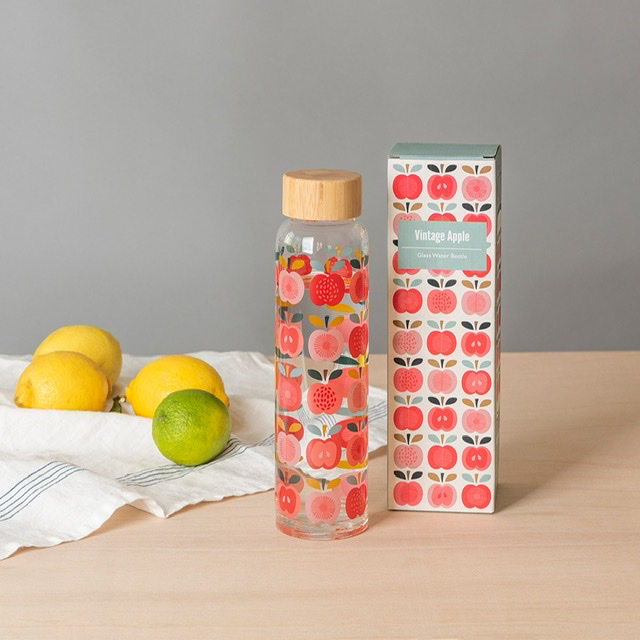 Vattenflaska glas lock bambu nostalgi retro - www.bellebi.se