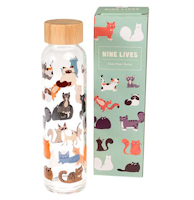 Vattenflaska i glas "Nine lives"