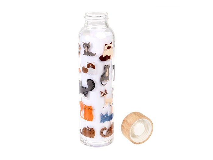 Vattenflaska glas lock bambu nostalgi retro - www.bellebi.se