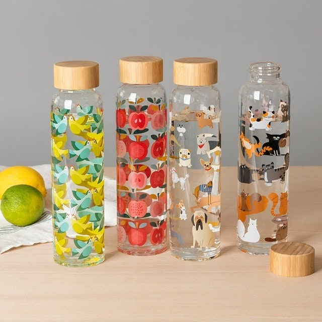Vattenflaska glas lock bambu nostalgi retro - www.bellebi.se