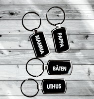 Nyckelring i aluminium med valfritt namn/text