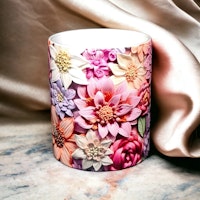 Mugg med "broderade" blommor