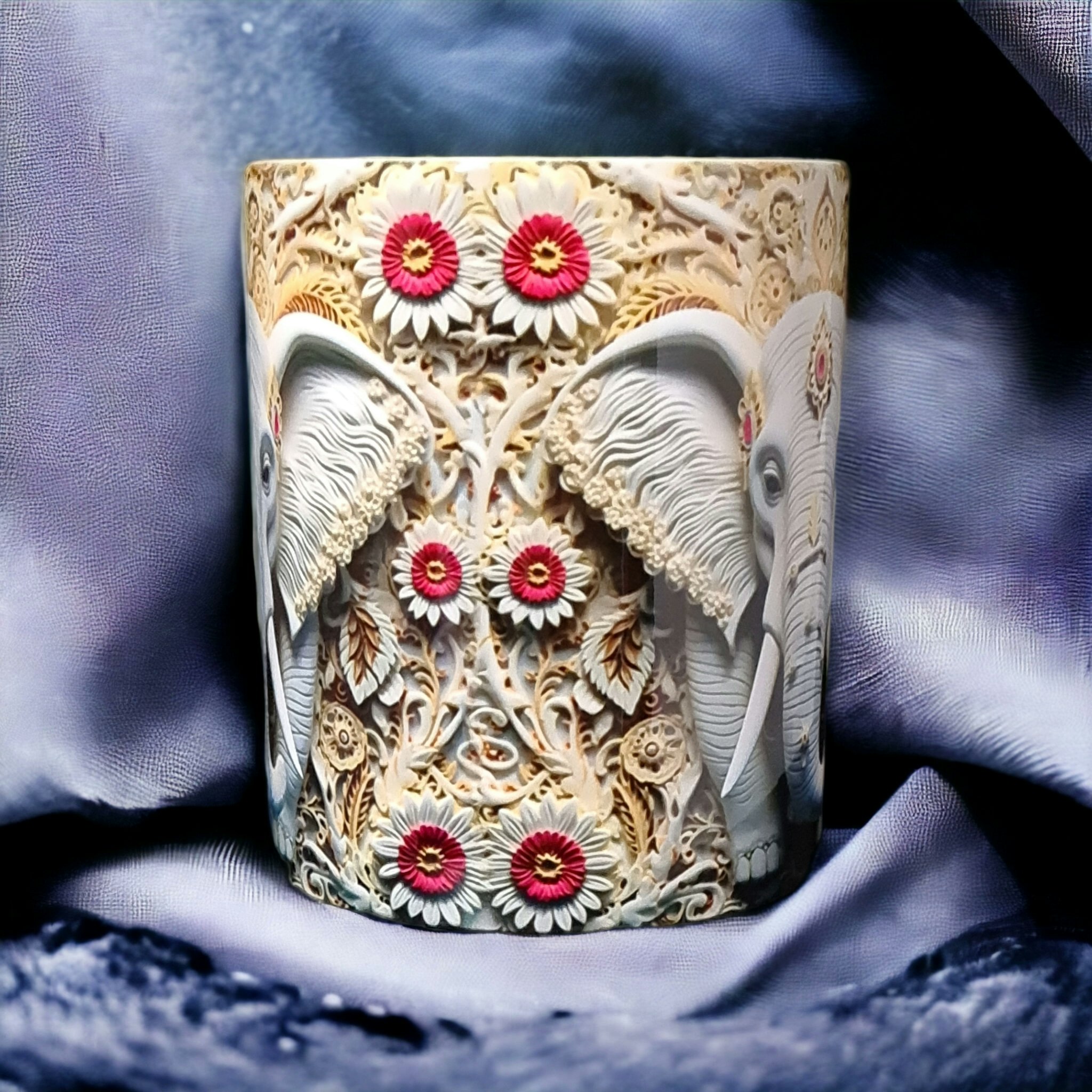 Mugg elefant asiatisk guld present - www.bellebi.se