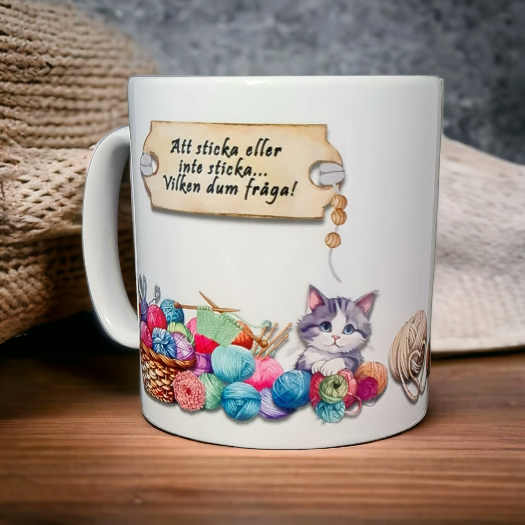 Mugg med text stickning sticka present - www.bellebi.se