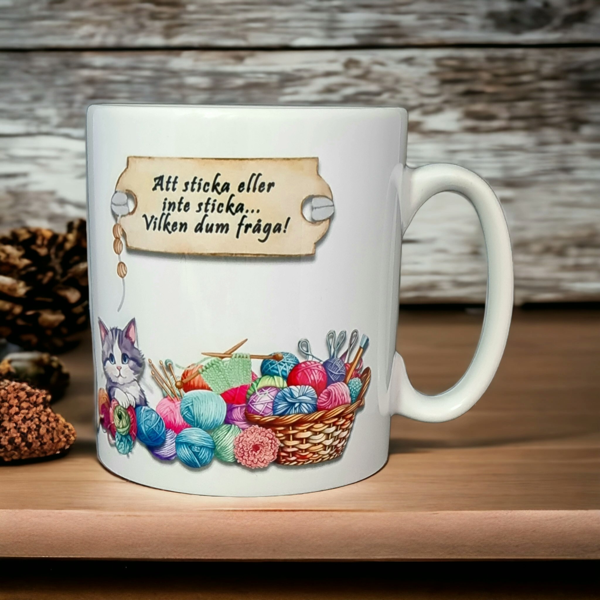 Mugg med text stickning sticka present - www.bellebi.se