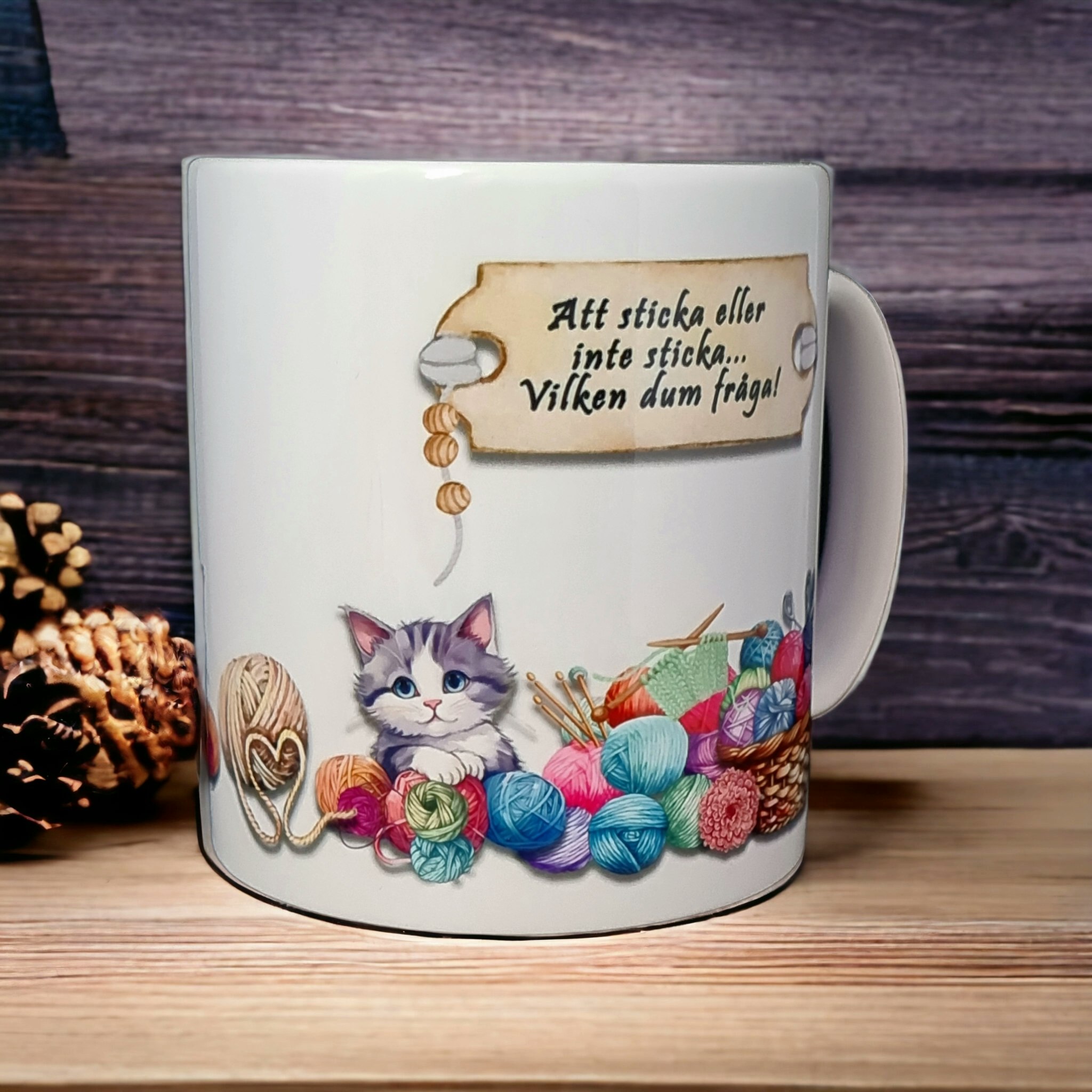 Mugg med text stickning sticka present - www.bellebi.se