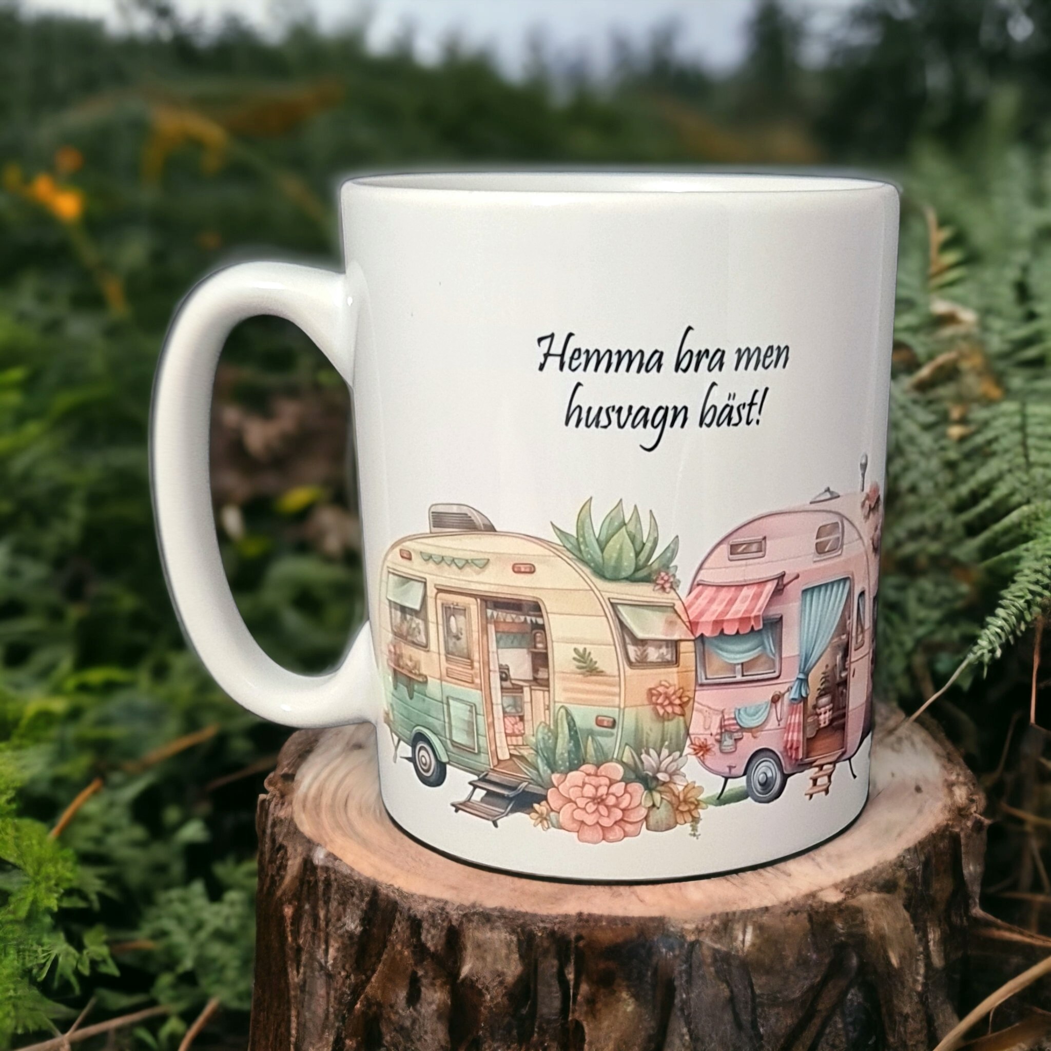 Mugg husvagn sommar semester text present - www.bellebi.se