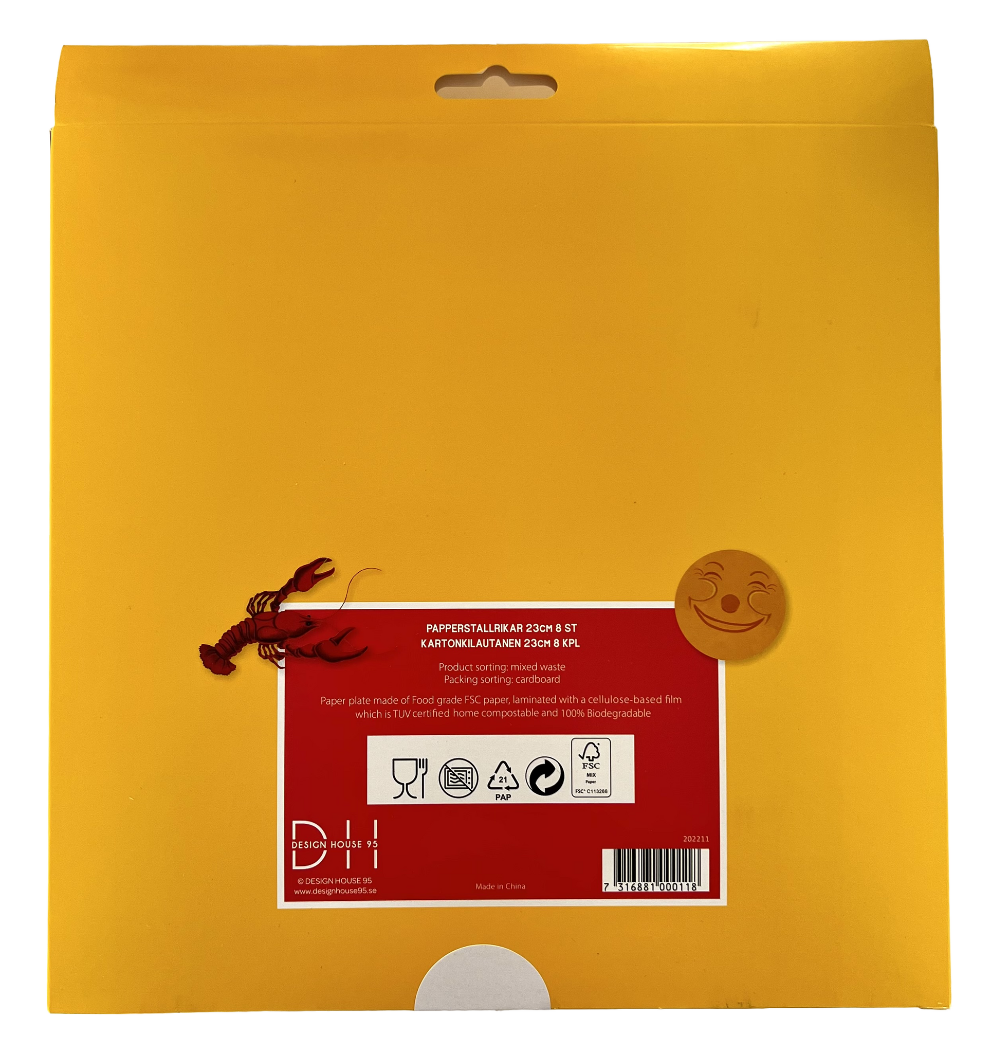 Kräftskiva papperstallrik i 8-pack
