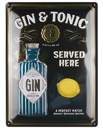 Retroplåtskylt Gin & Tonic - www.bellebi.se