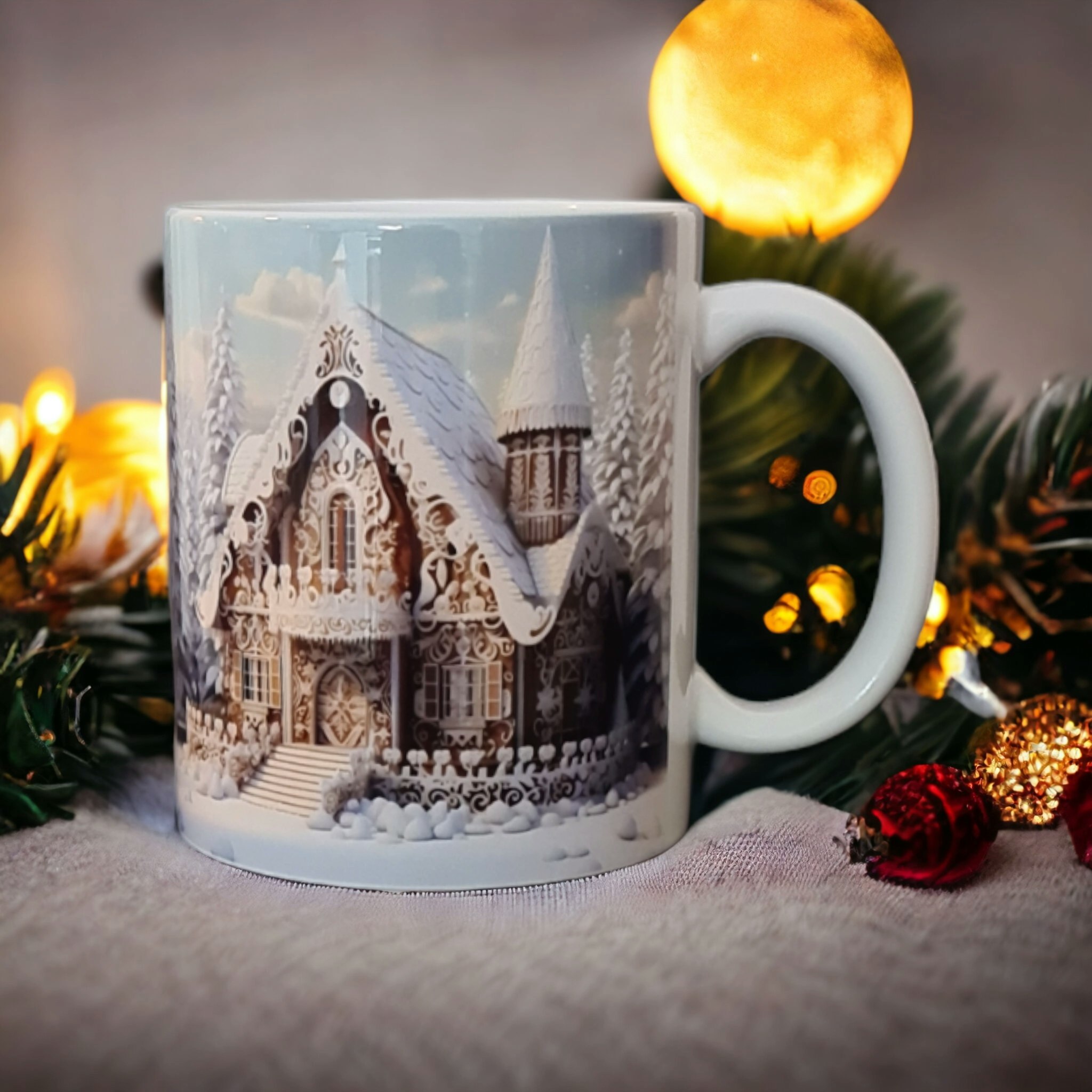 Mugg Jul julmotiv tomte present - www.bellebi.se