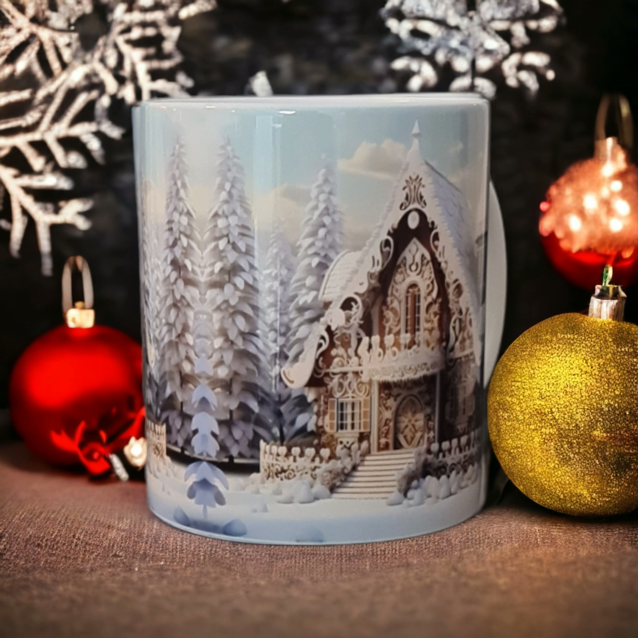 Mugg Jul julmotiv tomte present - www.bellebi.se