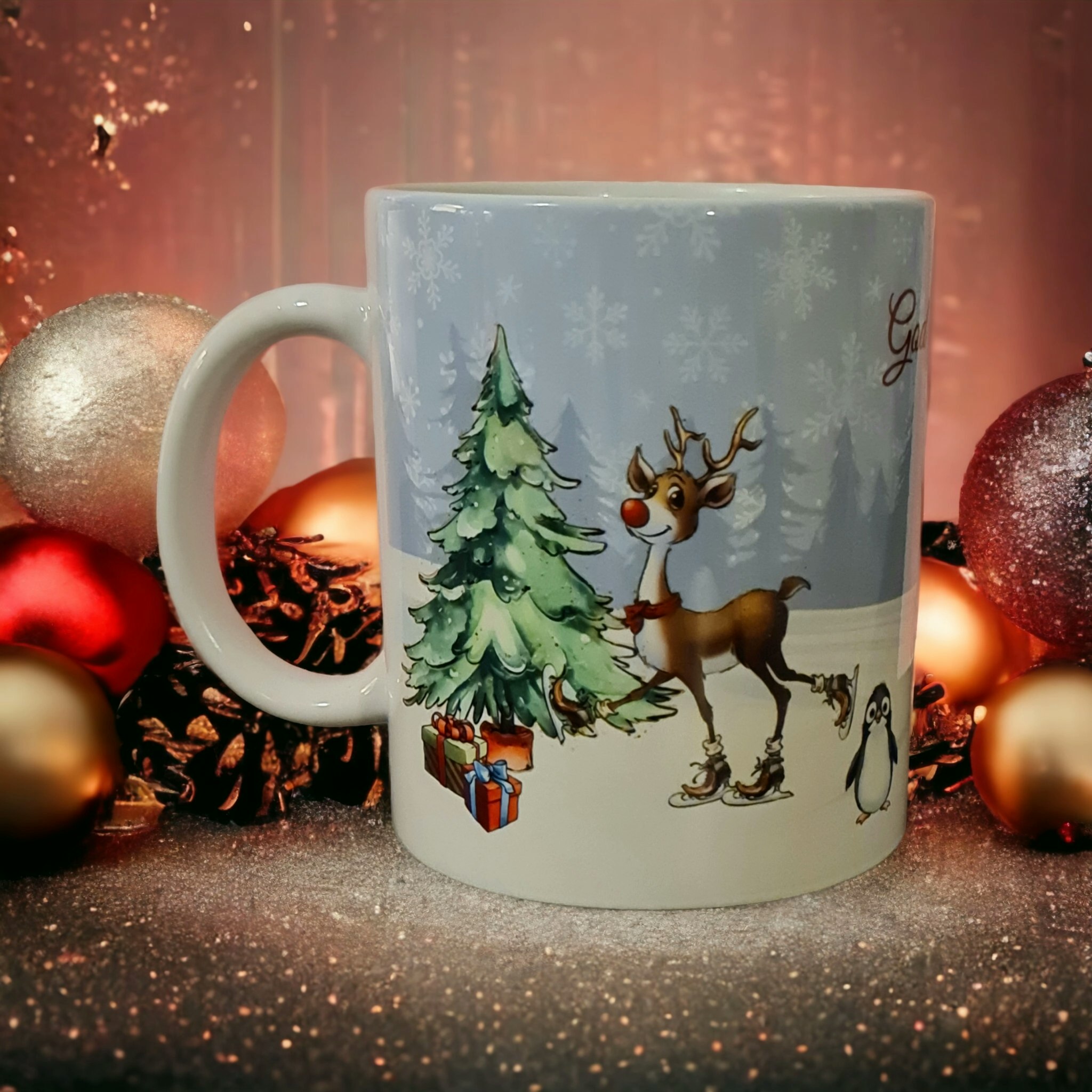 Mugg Jul julmotiv tomte present - www.bellebi.se