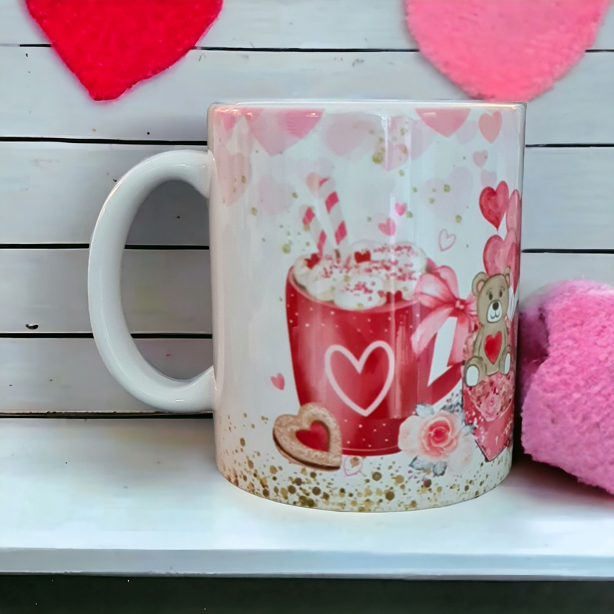 Mugg med hjärtan kärlek present - www.bellebi.se
