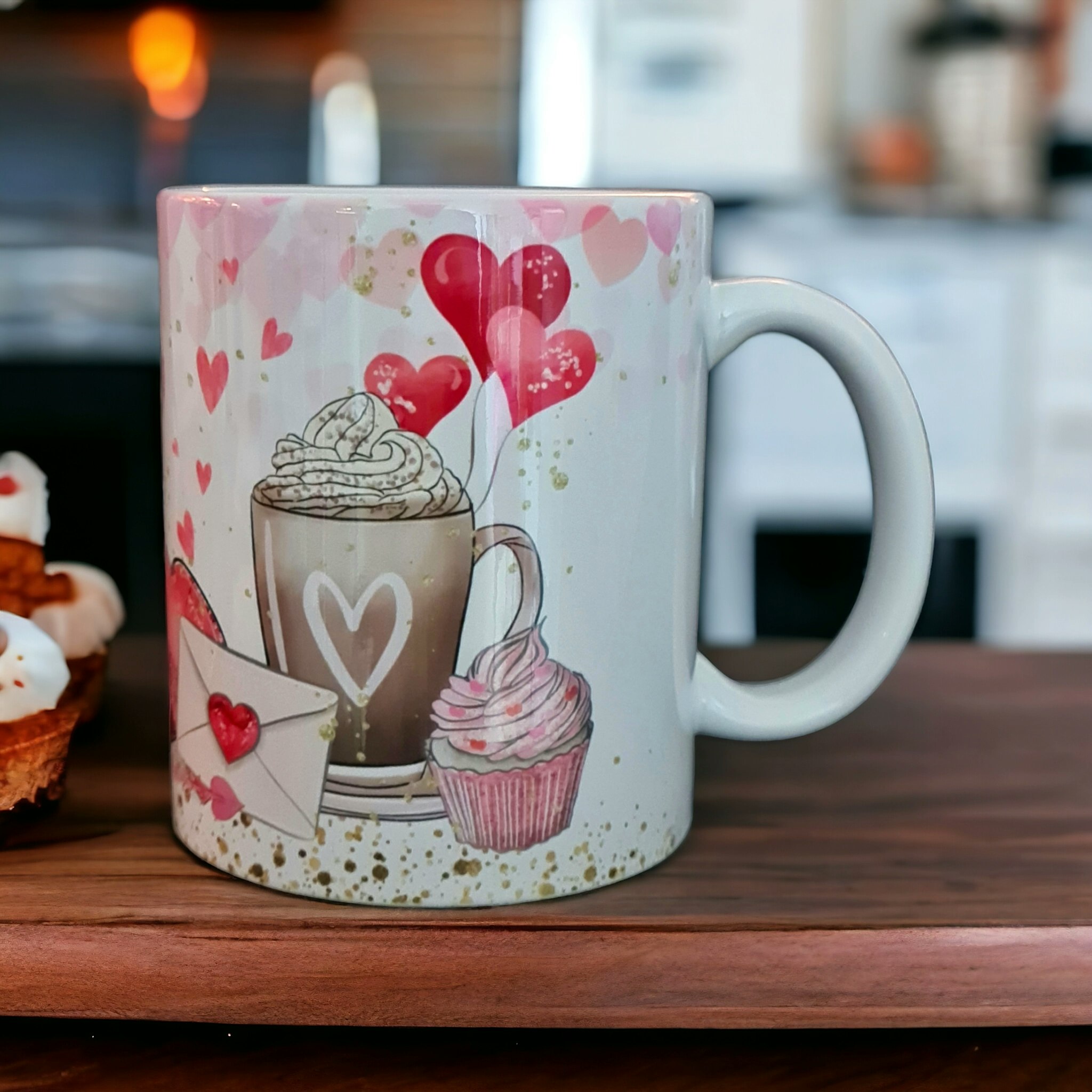 Mugg med hjärtan kärlek present - www.bellebi.se
