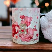 Romantisk mugg i rosa toner