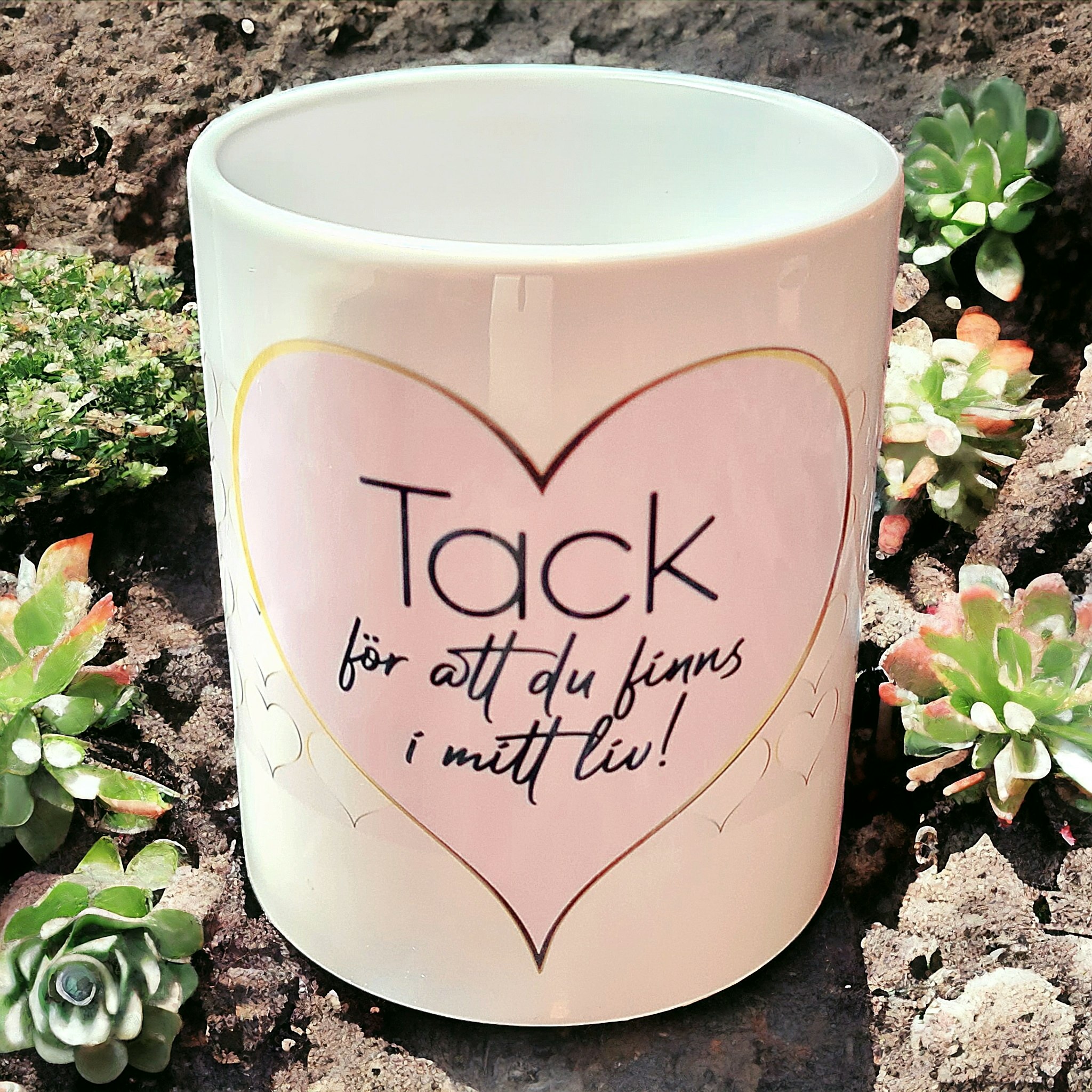 Mugg med text tack för att du finns i mitt liv present - www.bellebi.se