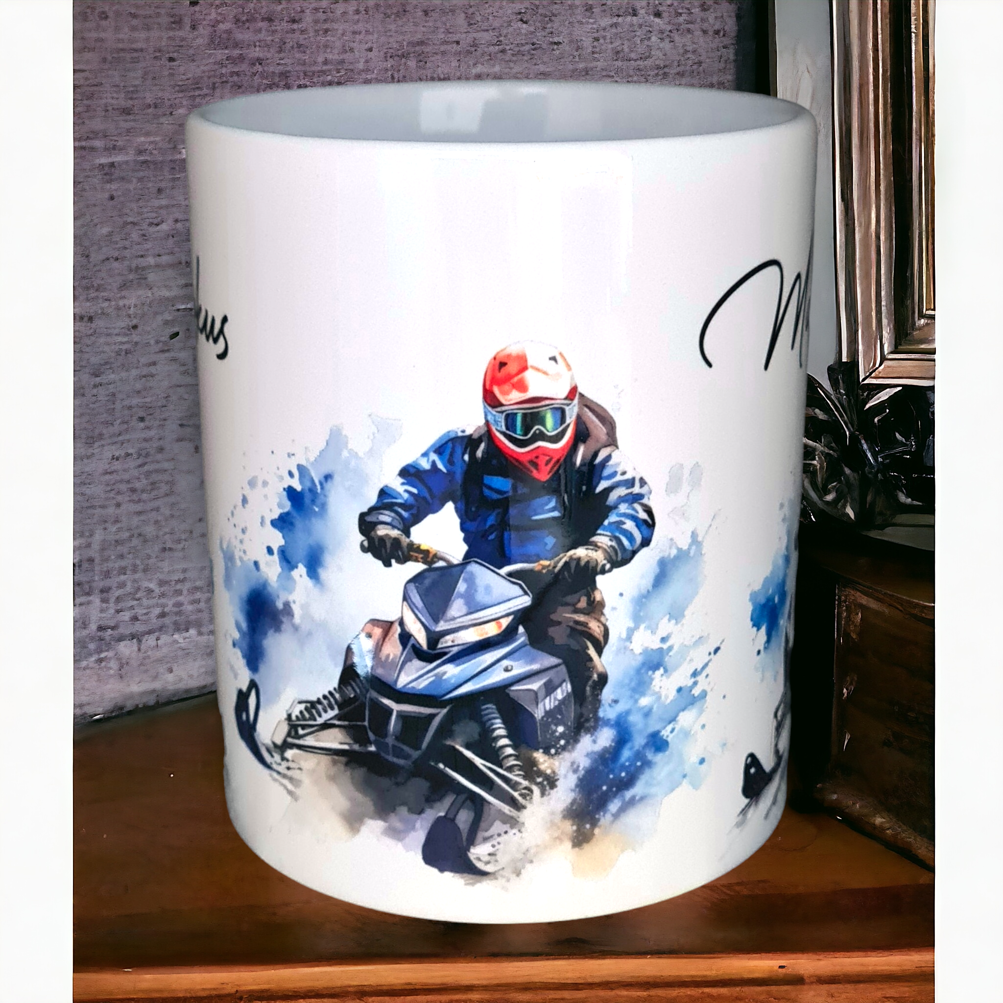 Personlig mugg med Snöskoter skoter namn - www.bellebi.se