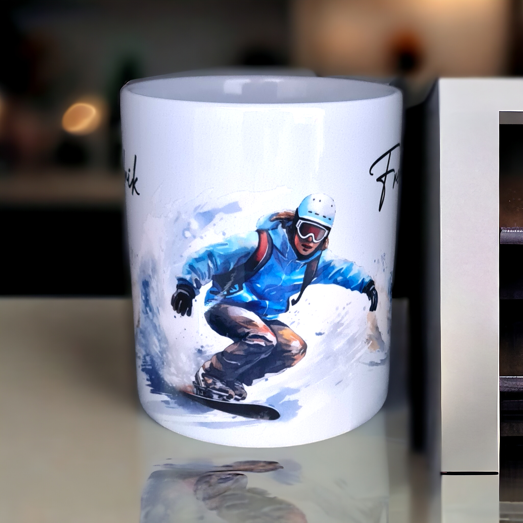 Personlig mugg med snowboardåkare namn - www.bellebi.se