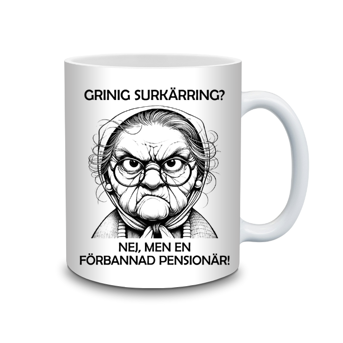 Humoristisk mugg till den glada pensionären bellebi.se