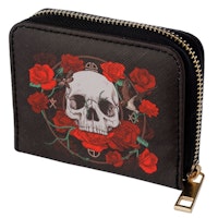 Skulls and Roses - liten plånbok med dragkedja